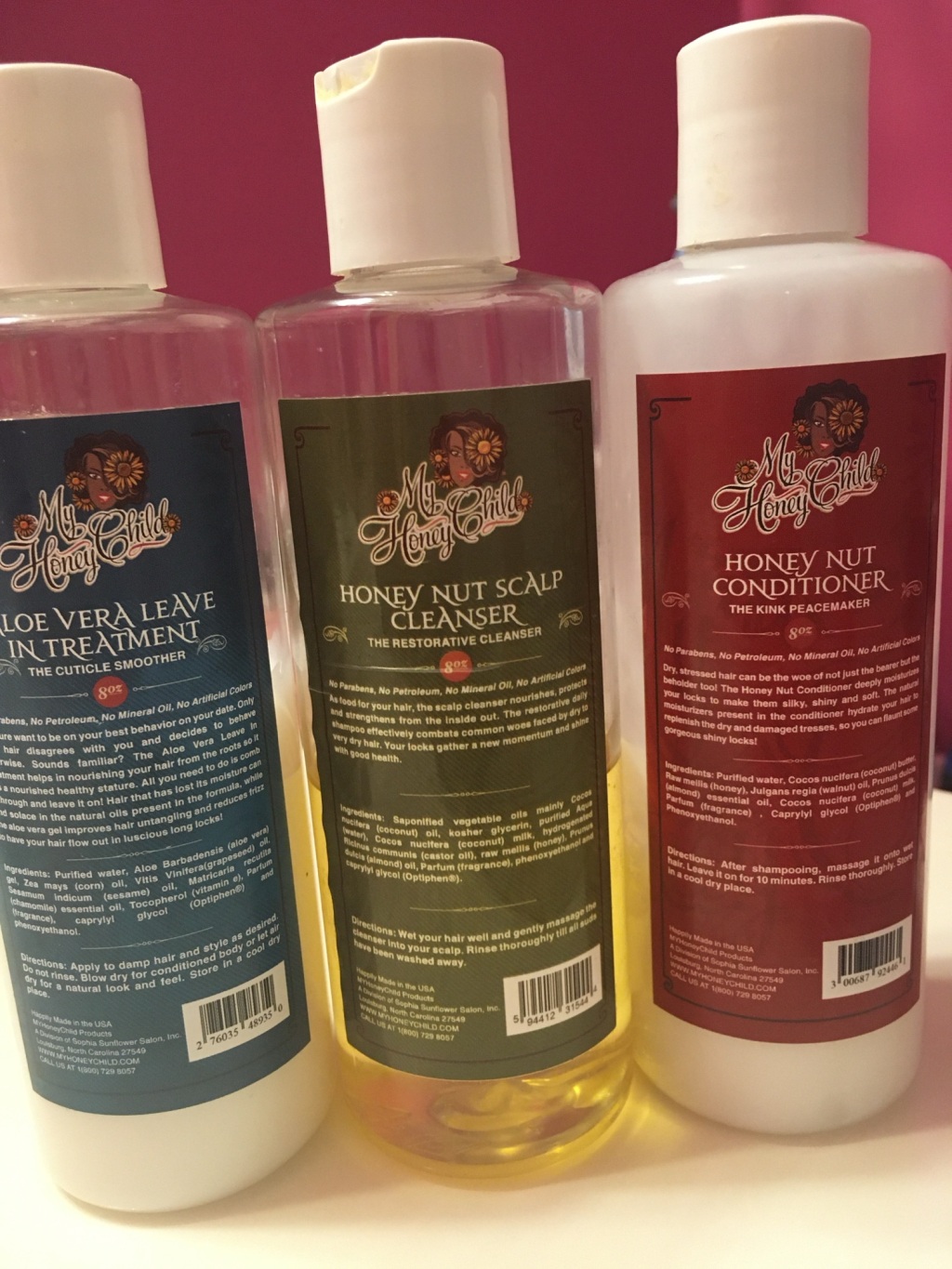 Three products from the original My Honey Child natural haircare line.