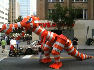 construction barrel sculpture