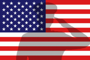 US Flag and soldier