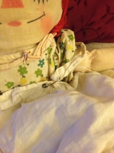 Apron pinned together