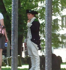 Patriot standing at Boston Public Garden