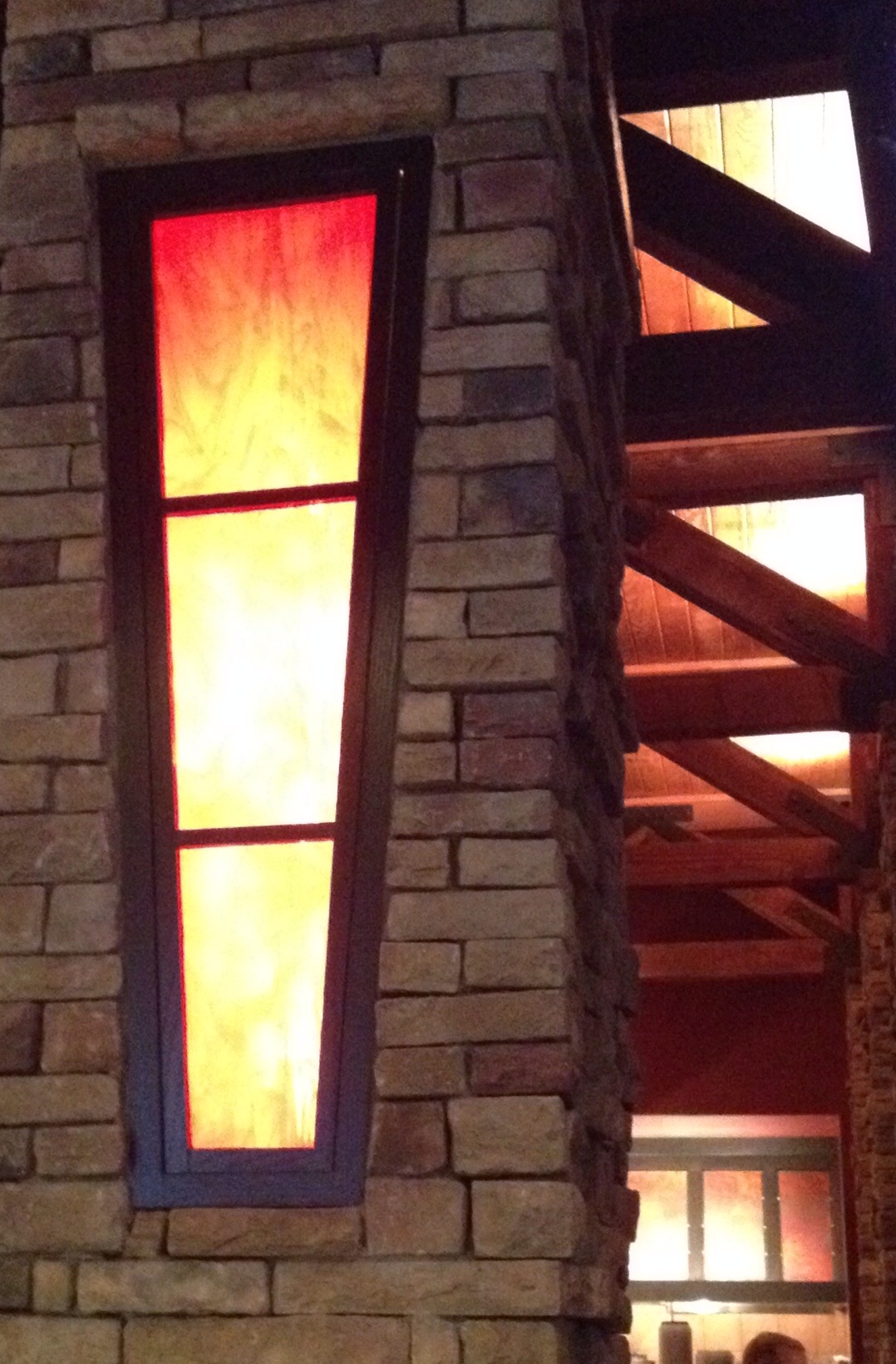 Warm restaurant lighting