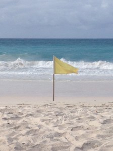 Yellow flag beach warning