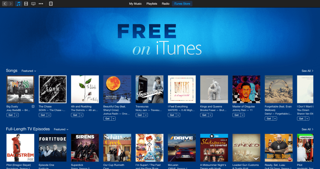 New Free on iTunes look