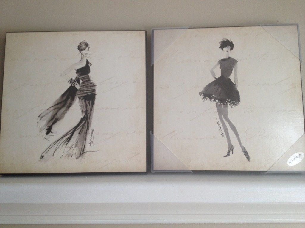 Two pictures of fashion sketches