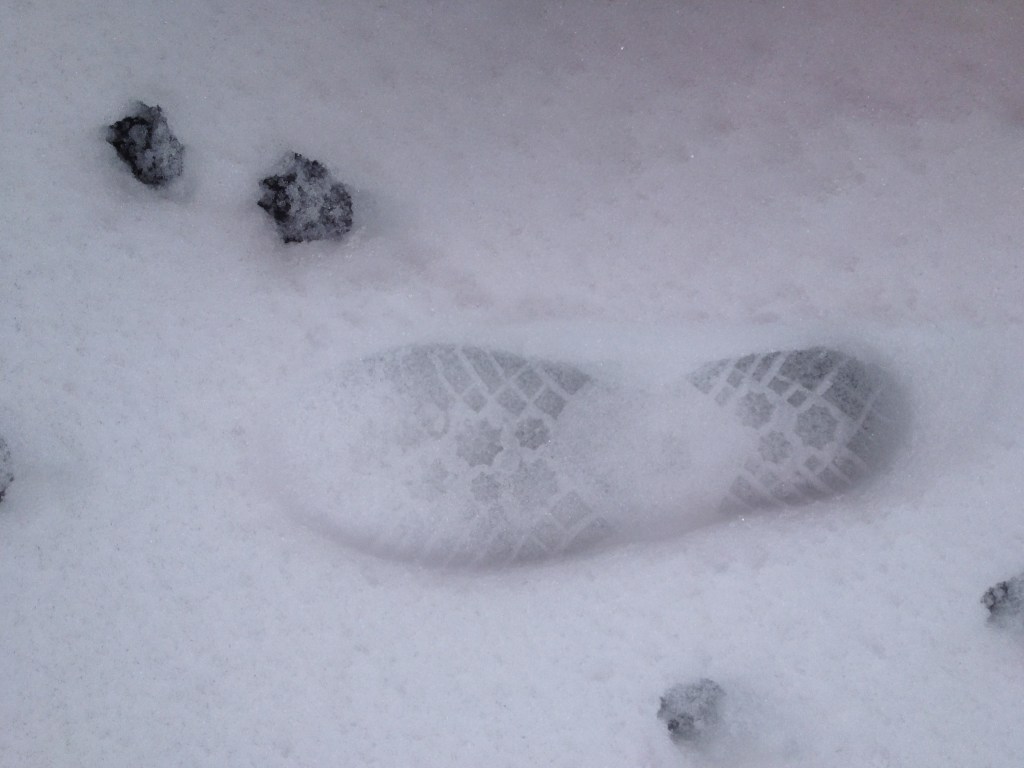Fresh footprint in the snow