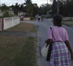 walking through a neighborhood in Barbados