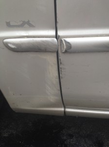 smashed car door