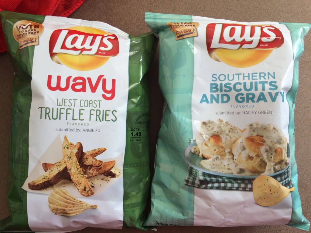 Truffle Fries chips and Southern Biscuits and Gravy chips