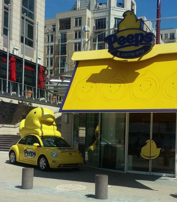 Peeps car and store