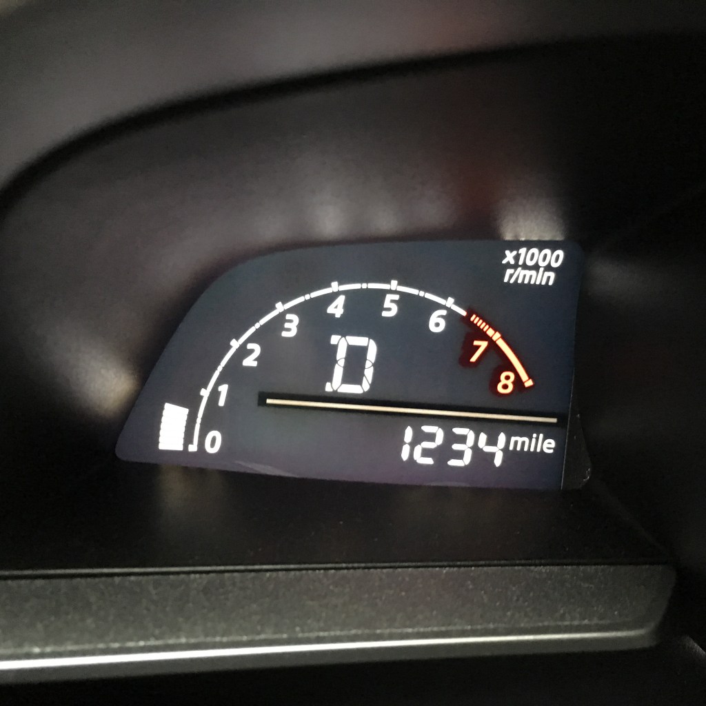 odometer at 1234 miles