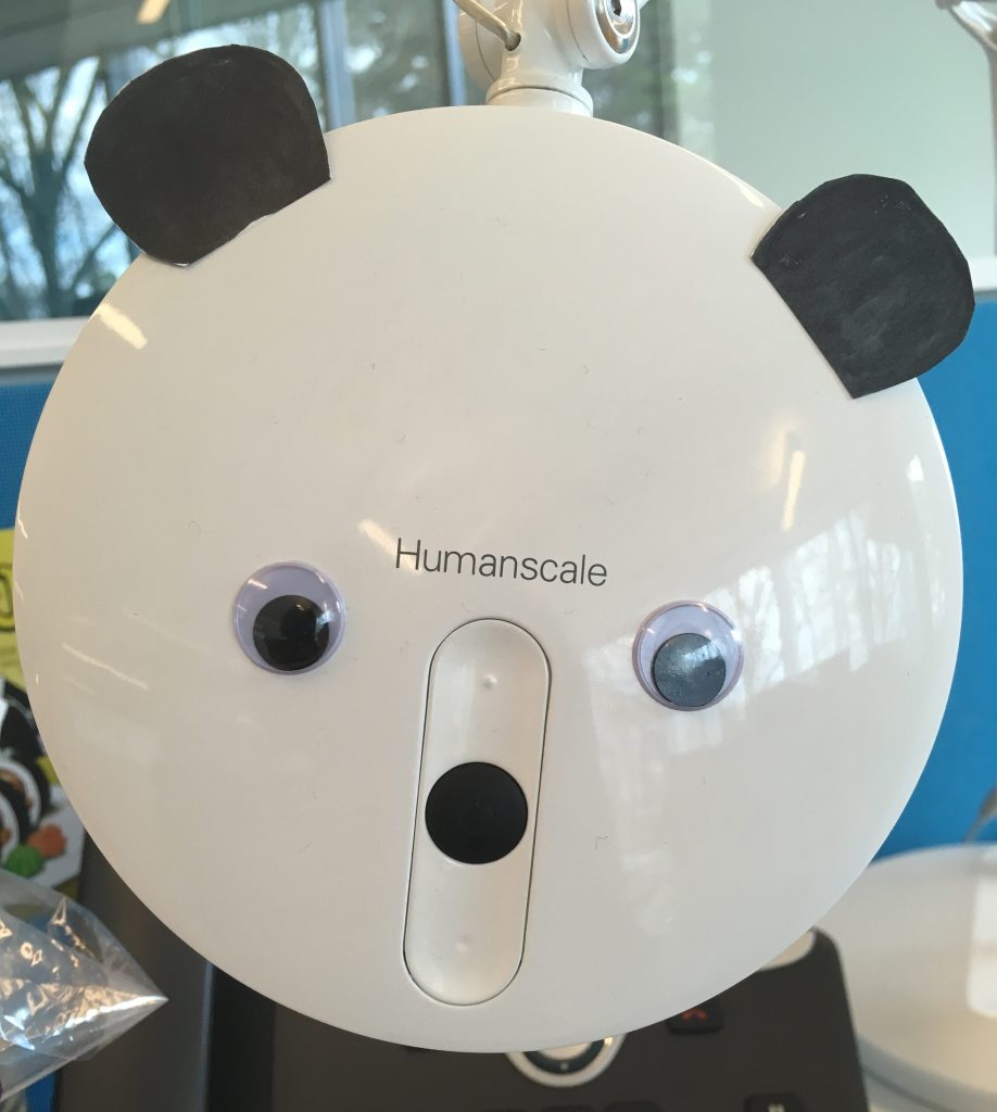 desk lamp decorated to look like a panda