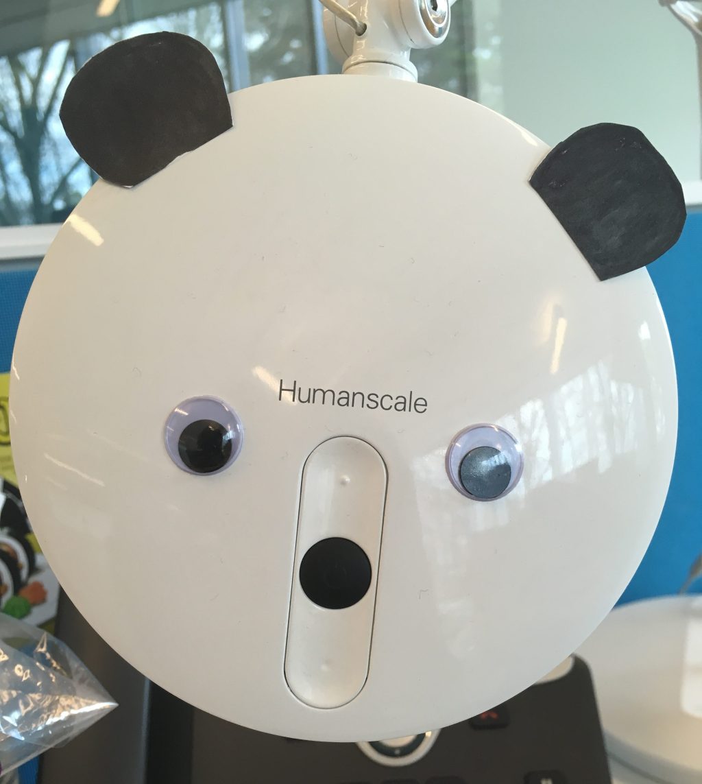 desk lamp decorated to look like a panda