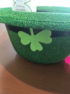 St Patrick's Day hat with four-leaf clover