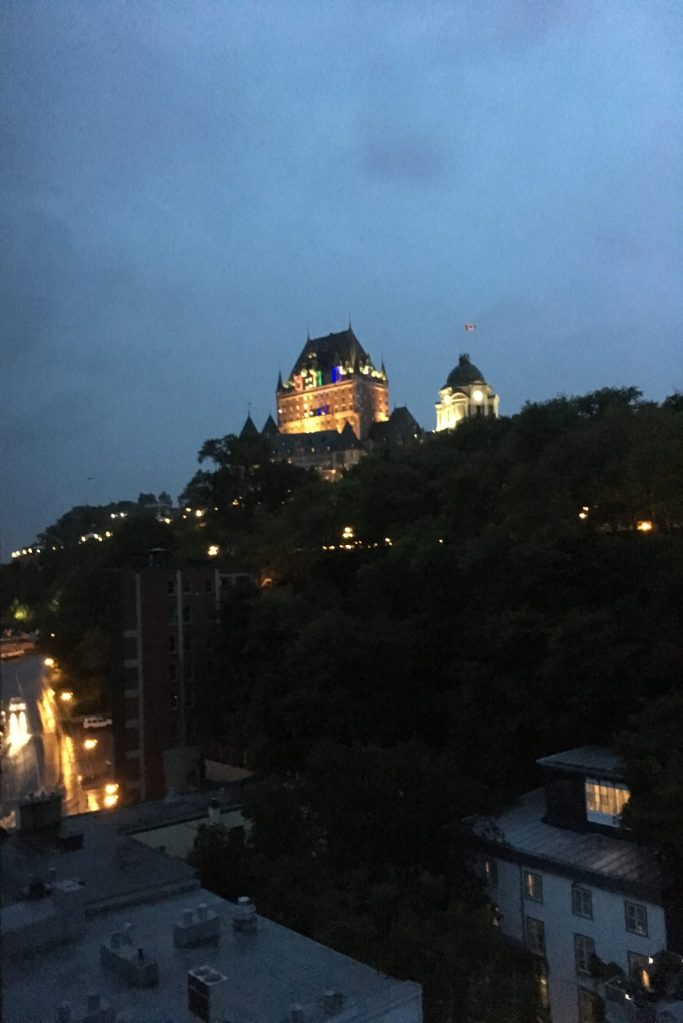 Fairmont Le Château Frontenac high on a hill in Québec City.