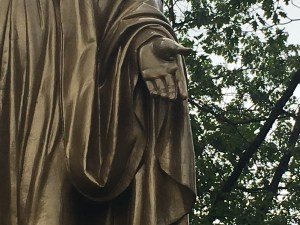 left hand of statue